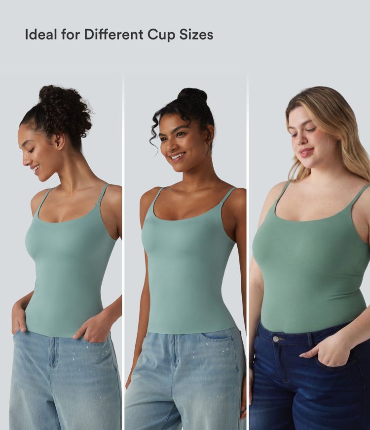 Scoop Neck Built-in Bra Casual Tank Top B-E Cups