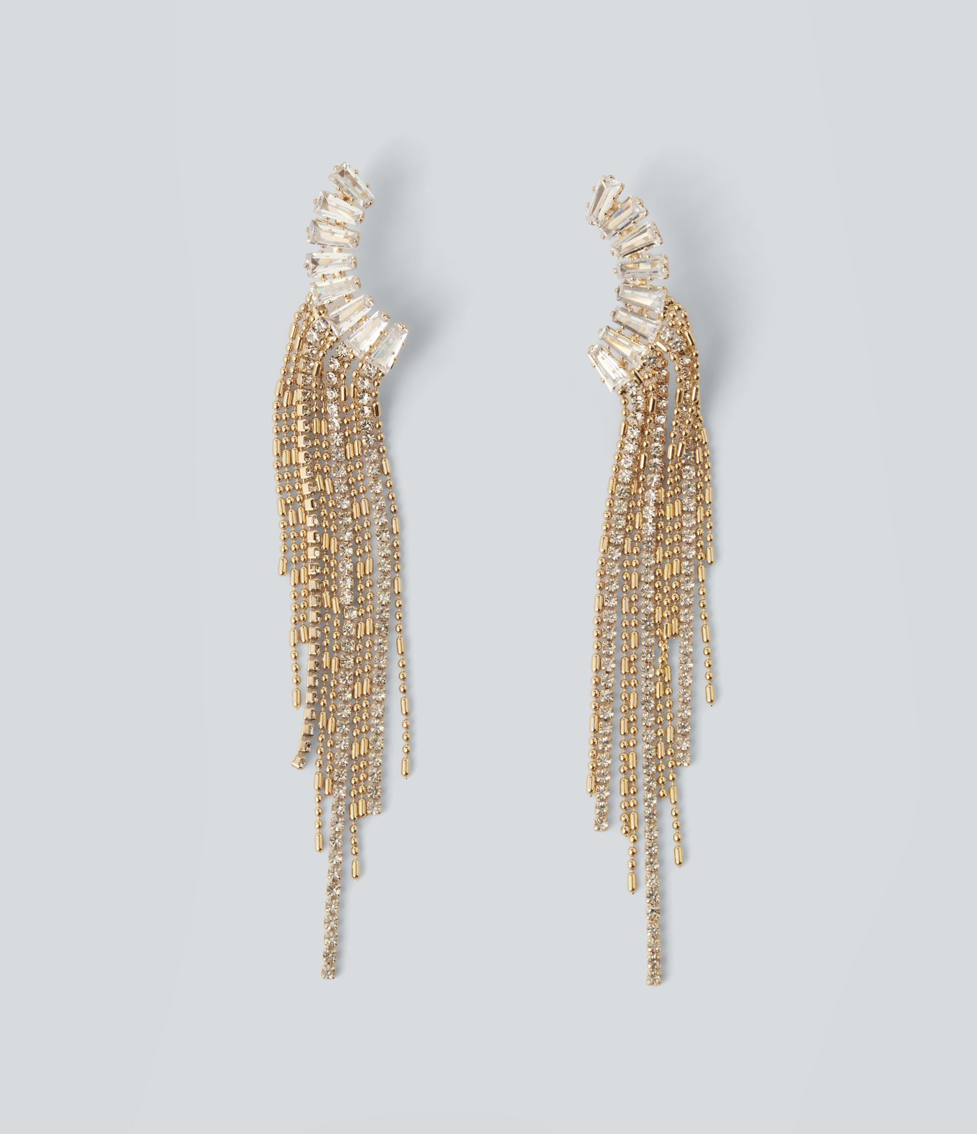 Rhinestone Tassel Long Earrings