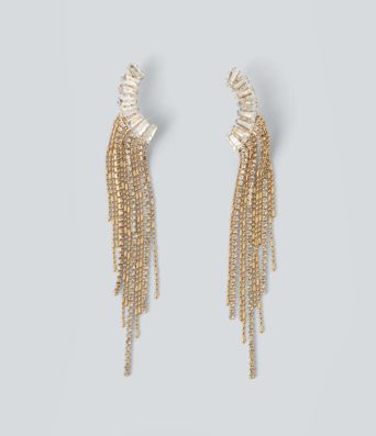 Rhinestone Tassel Long Earrings