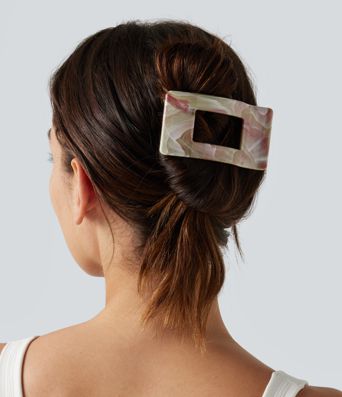 Marble-Patterned Flat Hair Clip