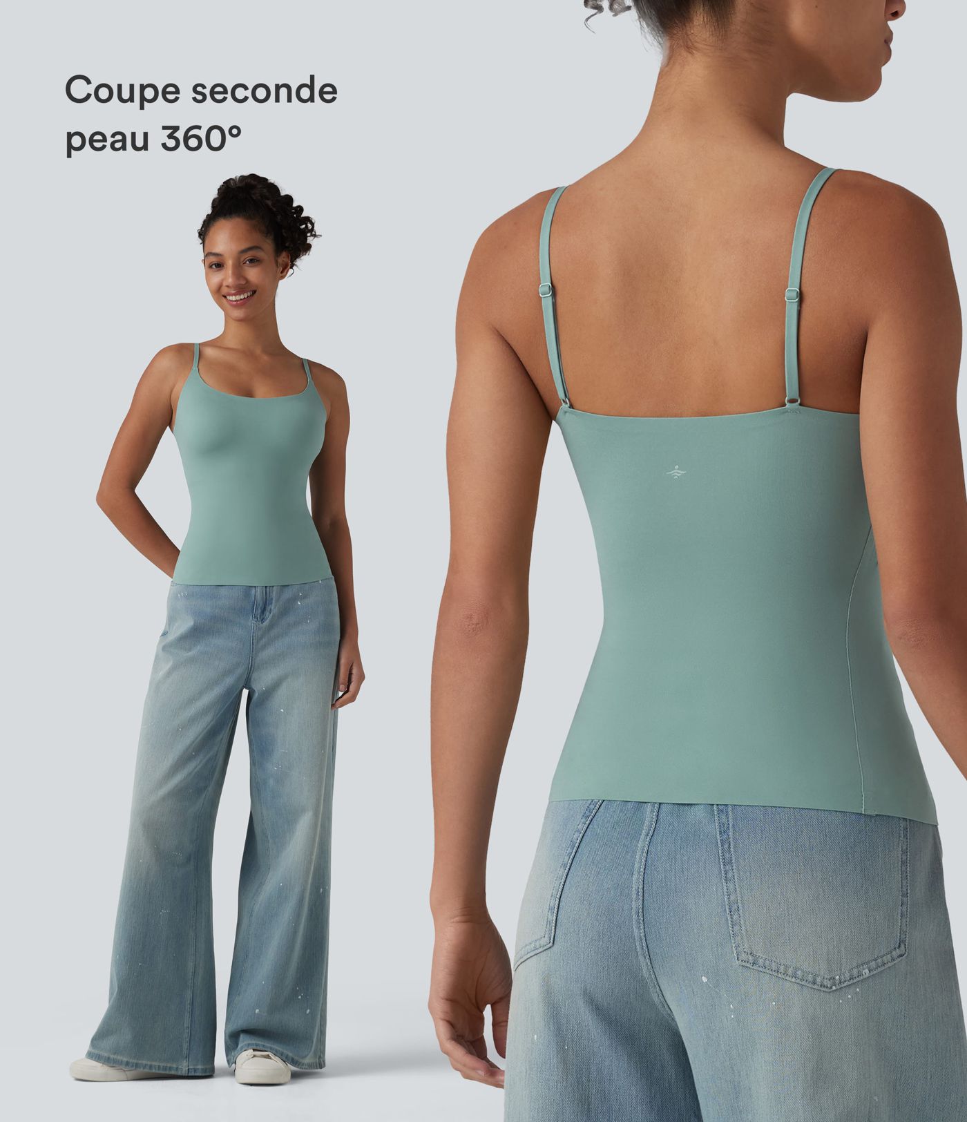 Débardeur décontracté à col rond et soutien-gorge intégré, bonnets BE