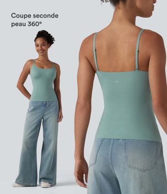 Débardeur décontracté à col rond et soutien-gorge intégré, bonnets BE