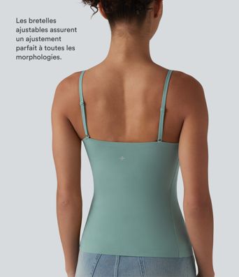 Débardeur décontracté à col rond et soutien-gorge intégré, bonnets BE