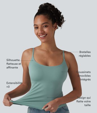 Débardeur décontracté à col rond et soutien-gorge intégré, bonnets BE