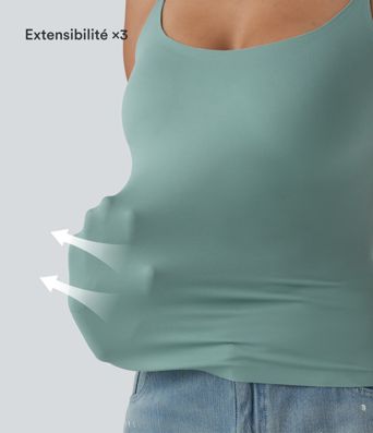 Débardeur décontracté à col rond et soutien-gorge intégré, bonnets BE