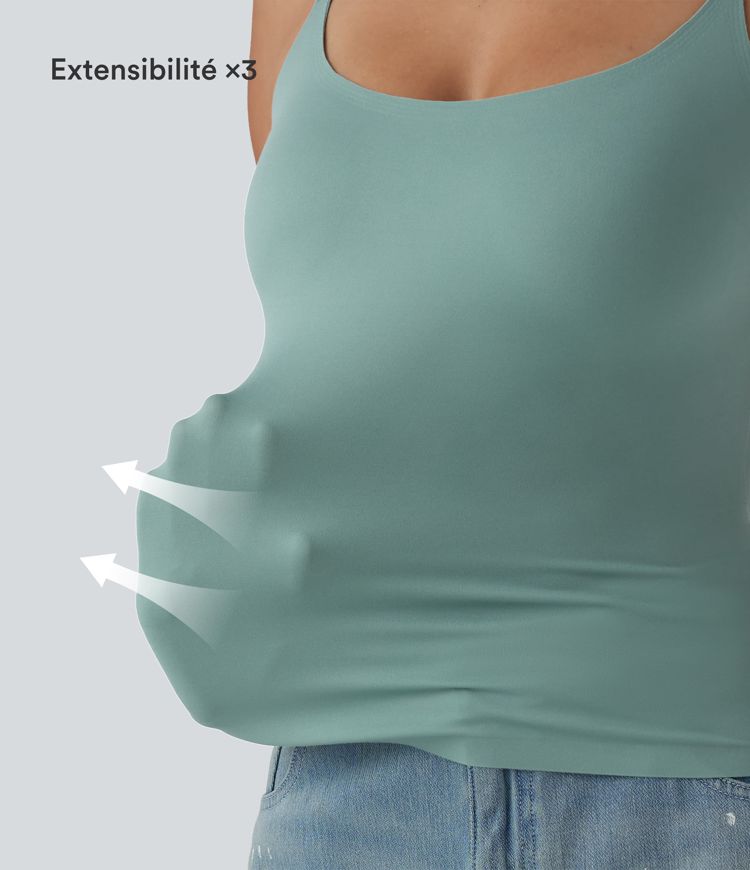 Débardeur décontracté à col rond et soutien-gorge intégré, bonnets BE