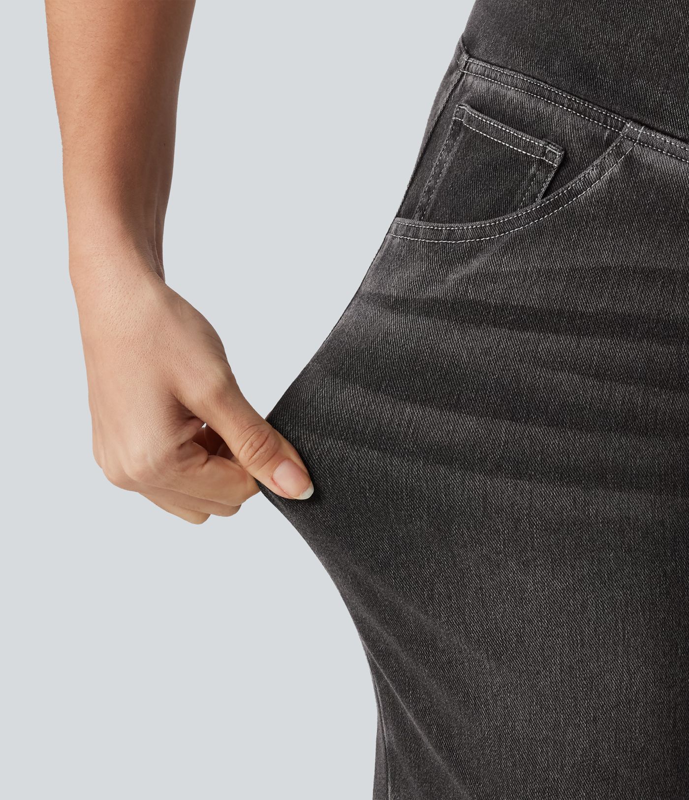 Short en jean Halara Flex™ casual gainant taille haute croisée avec poches