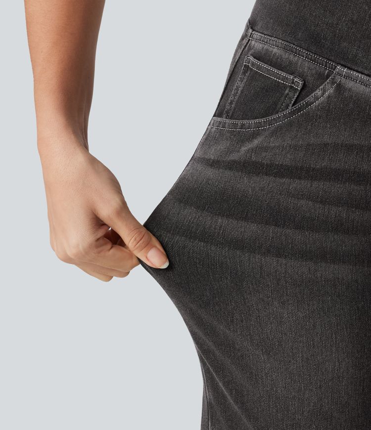 Short en jean Halara Flex™ casual gainant taille haute croisée avec poches