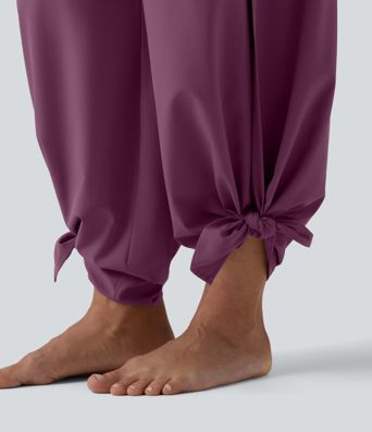Breezeful™ High Waisted Ruched Split Quick Dry Resort Flowy Pants with Pockets