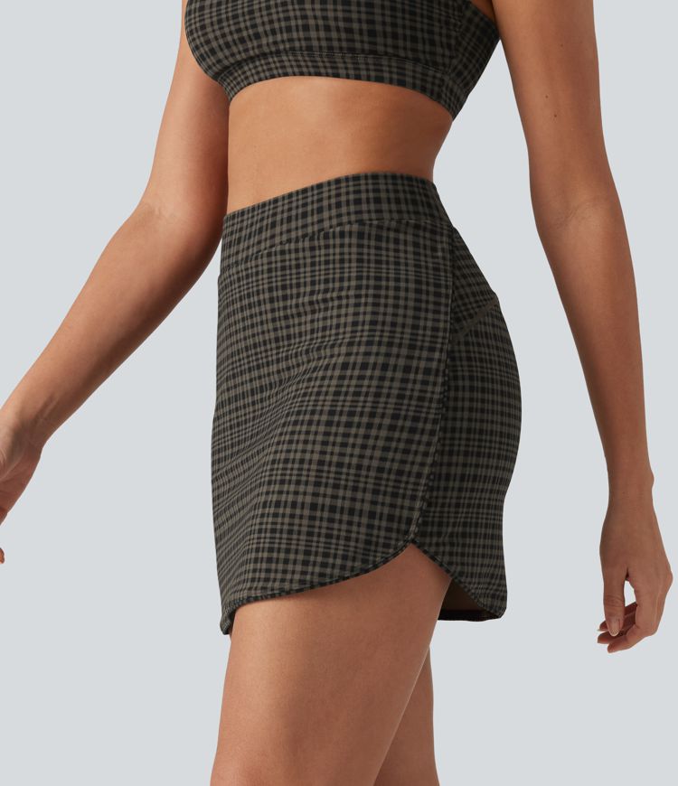 Halara UltraSculpt™ Check Plaid Print High Waisted 2-in-1 Mini Golf Skirt with Pocket