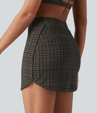 Halara UltraSculpt™ Check Plaid Print High Waisted 2-in-1 Mini Golf Skirt with Pocket