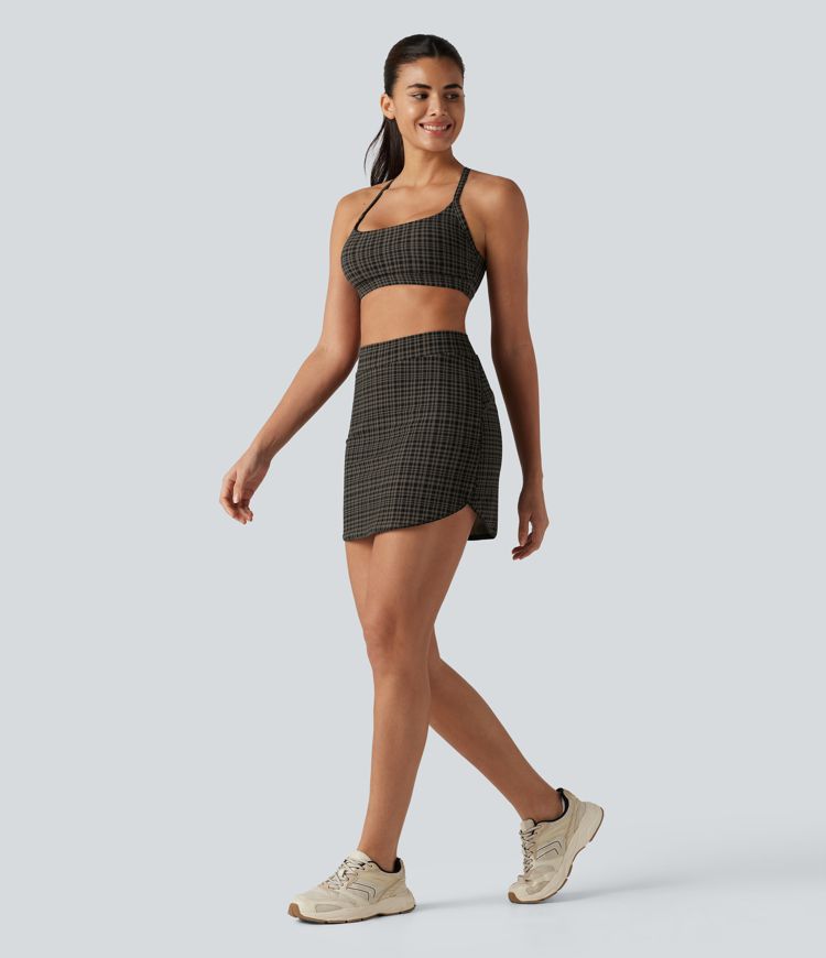 Halara UltraSculpt™ Check Plaid Print High Waisted 2-in-1 Mini Golf Skirt with Pocket