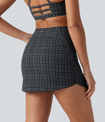 Halara UltraSculpt™ Check Plaid Print High Waisted 2-in-1 Mini Golf Skirt with Pocket