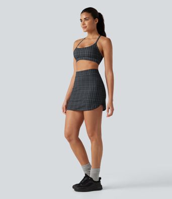 Halara UltraSculpt™ Check Plaid Print High Waisted 2-in-1 Mini Golf Skirt with Pocket