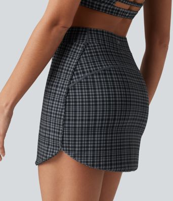 Halara UltraSculpt™ Check Plaid Print High Waisted 2-in-1 Mini Golf Skirt with Pocket