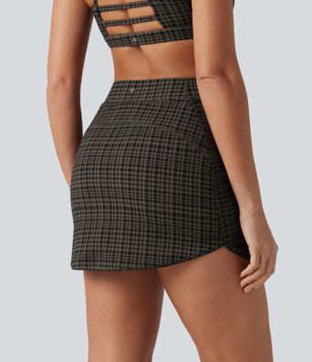 Halara UltraSculpt™ Check Plaid Print High Waisted 2-in-1 Mini Golf Skirt with Pocket