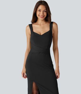 Sweetheart Neck Built-in Bra Bodycon Midi Casual Dress