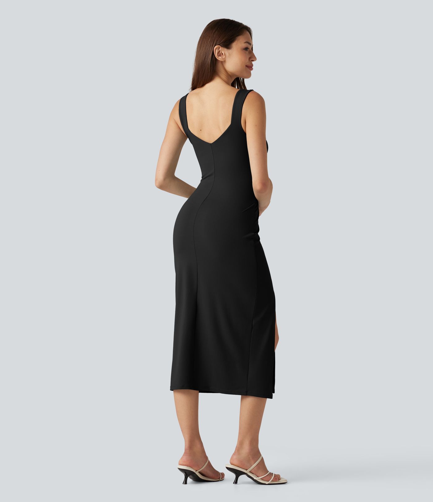 Sweetheart Neck Built-in Bra Bodycon Midi Casual Dress