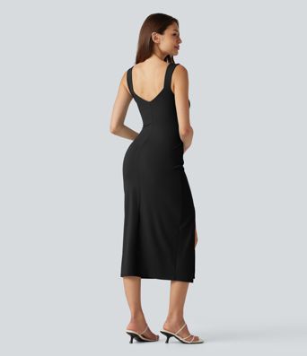 Sweetheart Neck Built-in Bra Bodycon Midi Casual Dress