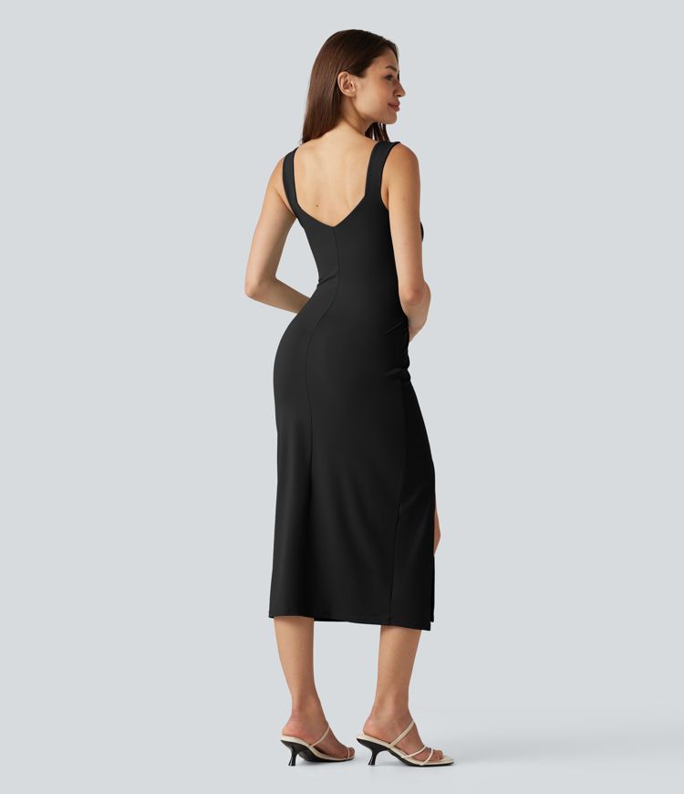 Sweetheart Neck Built-in Bra Bodycon Midi Casual Dress
