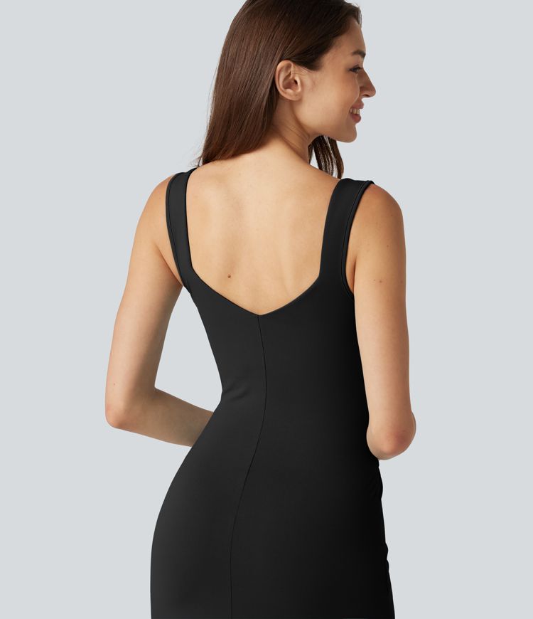 Sweetheart Neck Built-in Bra Bodycon Midi Casual Dress