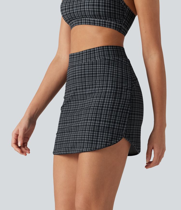 Halara UltraSculpt™ Check Plaid Print High Waisted 2-in-1 Mini Golf Skirt with Pocket