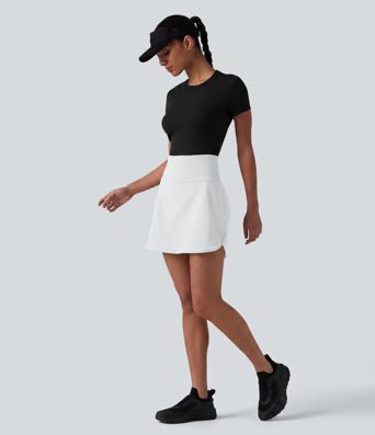 SoftlyZero™ Airy Ultra High-Waist Tummy Control Curved Hem 2-in-1 Cool Touch Golf Mini Skirt with Pockets