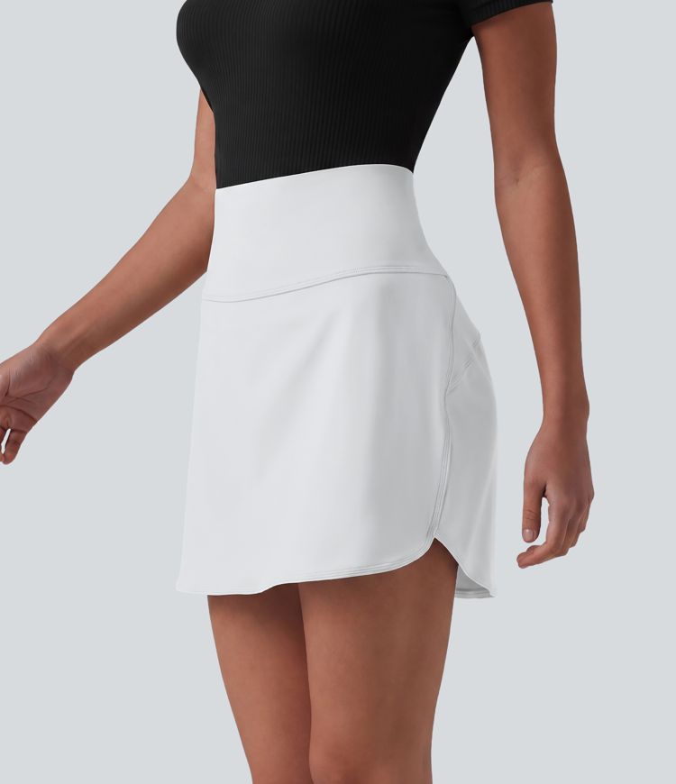 SoftlyZero™ Airy Ultra High-Waist Tummy Control Curved Hem 2-in-1 Cool Touch Golf Mini Skirt with Pockets