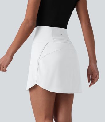 SoftlyZero™ Airy Ultra High-Waist Tummy Control Curved Hem 2-in-1 Cool Touch Golf Mini Skirt with Pockets