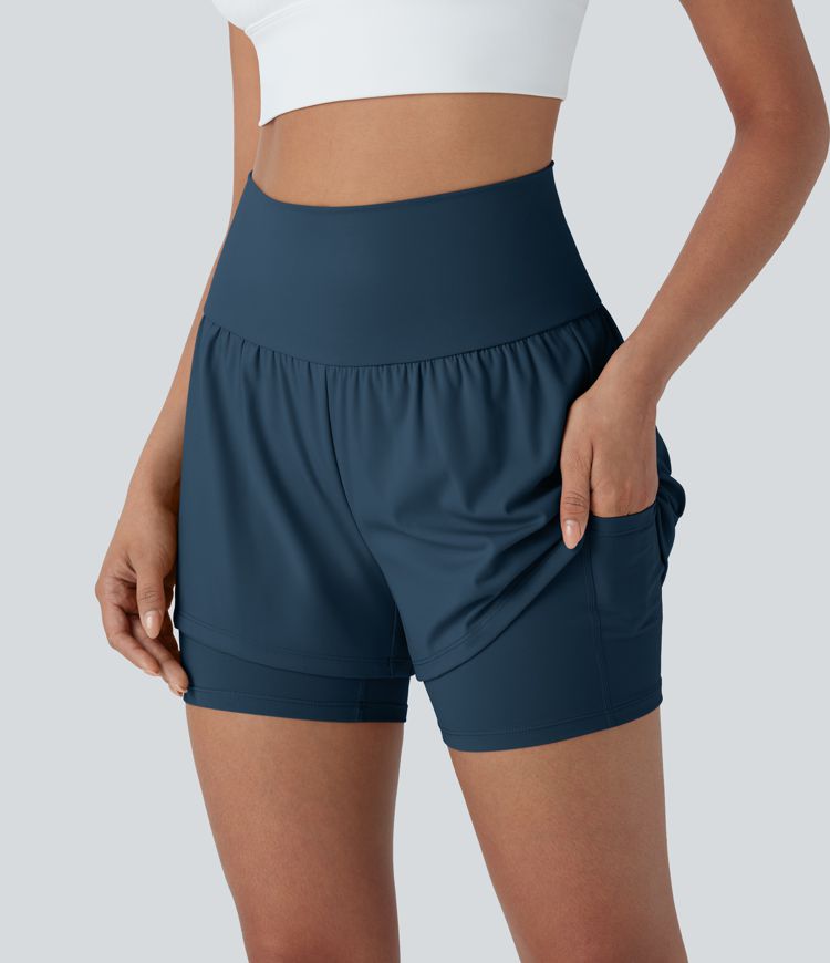 Short de yoga 2-en-1 Softlyzero™ Airy super taille haute toucher frais 12,5 cm avec poches Short de yoga 2-en-1 Softlyzero™ Airy super taille haute toucher frais 12,5 cm avec poches