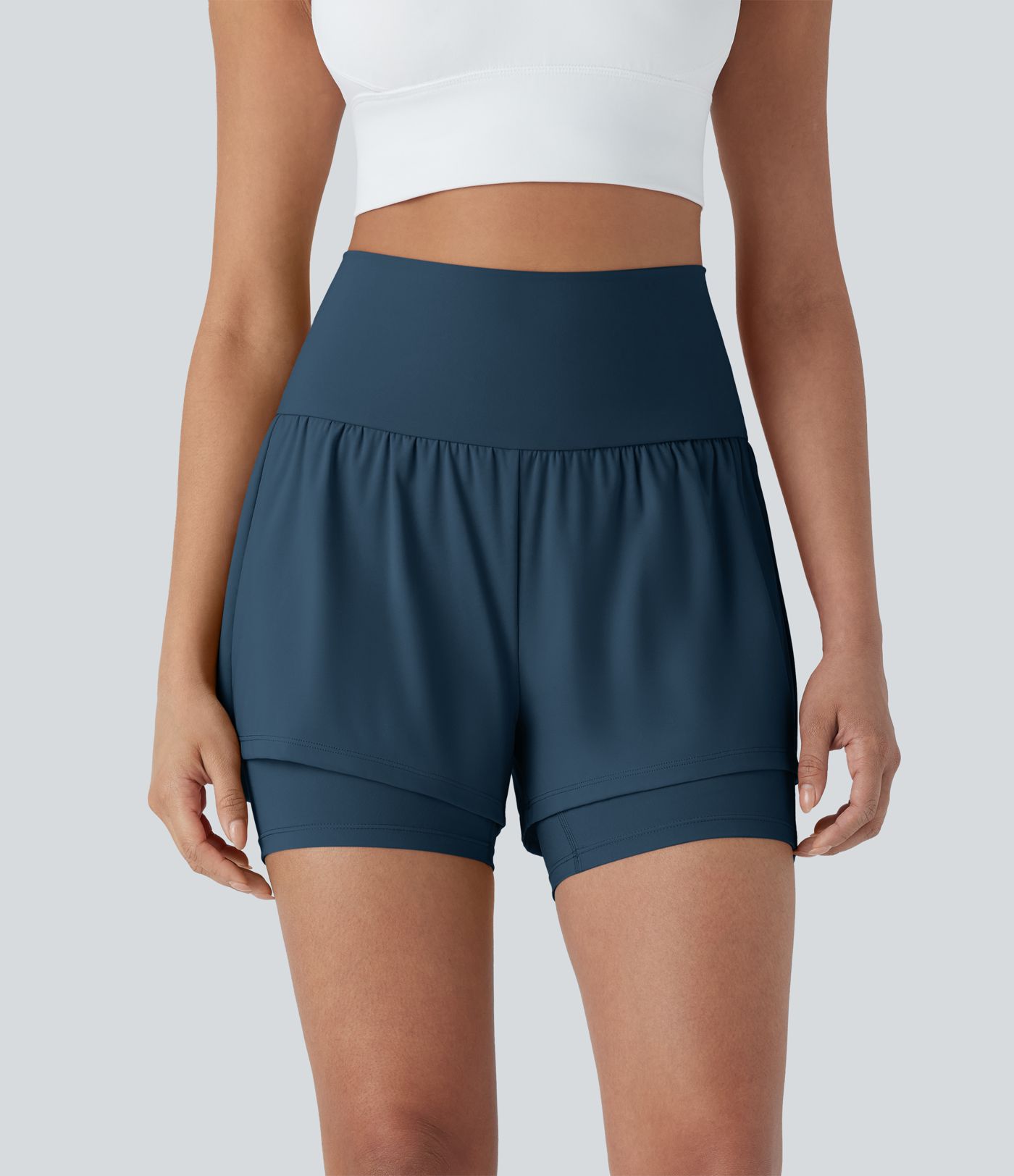 Short de yoga 2-en-1 Softlyzero™ Airy super taille haute toucher frais 12,5 cm avec poches Short de yoga 2-en-1 Softlyzero™ Airy super taille haute toucher frais 12,5 cm avec poches