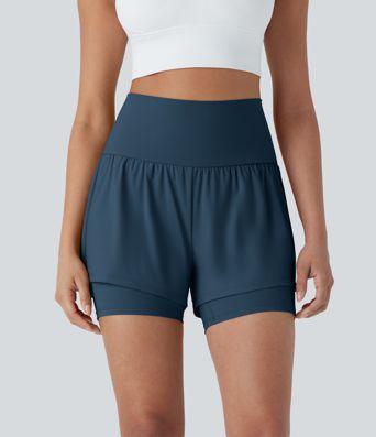 Short de yoga 2-en-1 Softlyzero™ Airy super taille haute toucher frais 12,5 cm avec poches Short de yoga 2-en-1 Softlyzero™ Airy super taille haute toucher frais 12,5 cm avec poches