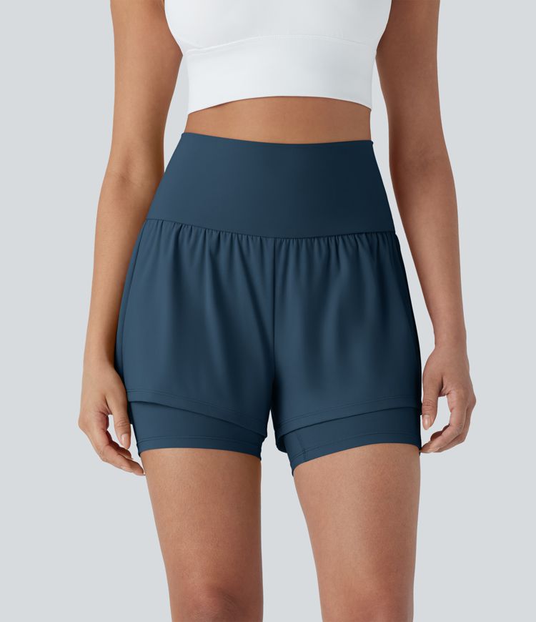 Short de yoga 2-en-1 Softlyzero™ Airy super taille haute toucher frais 12,5 cm avec poches Short de yoga 2-en-1 Softlyzero™ Airy super taille haute toucher frais 12,5 cm avec poches