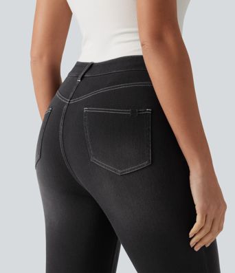 Halara Flex™ High Waisted Split Capri Casual Slim Jeans with Pockets
