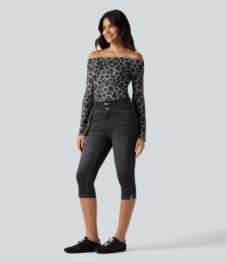 Halara Flex™ High Waisted Split Capri Casual Slim Jeans with Pockets