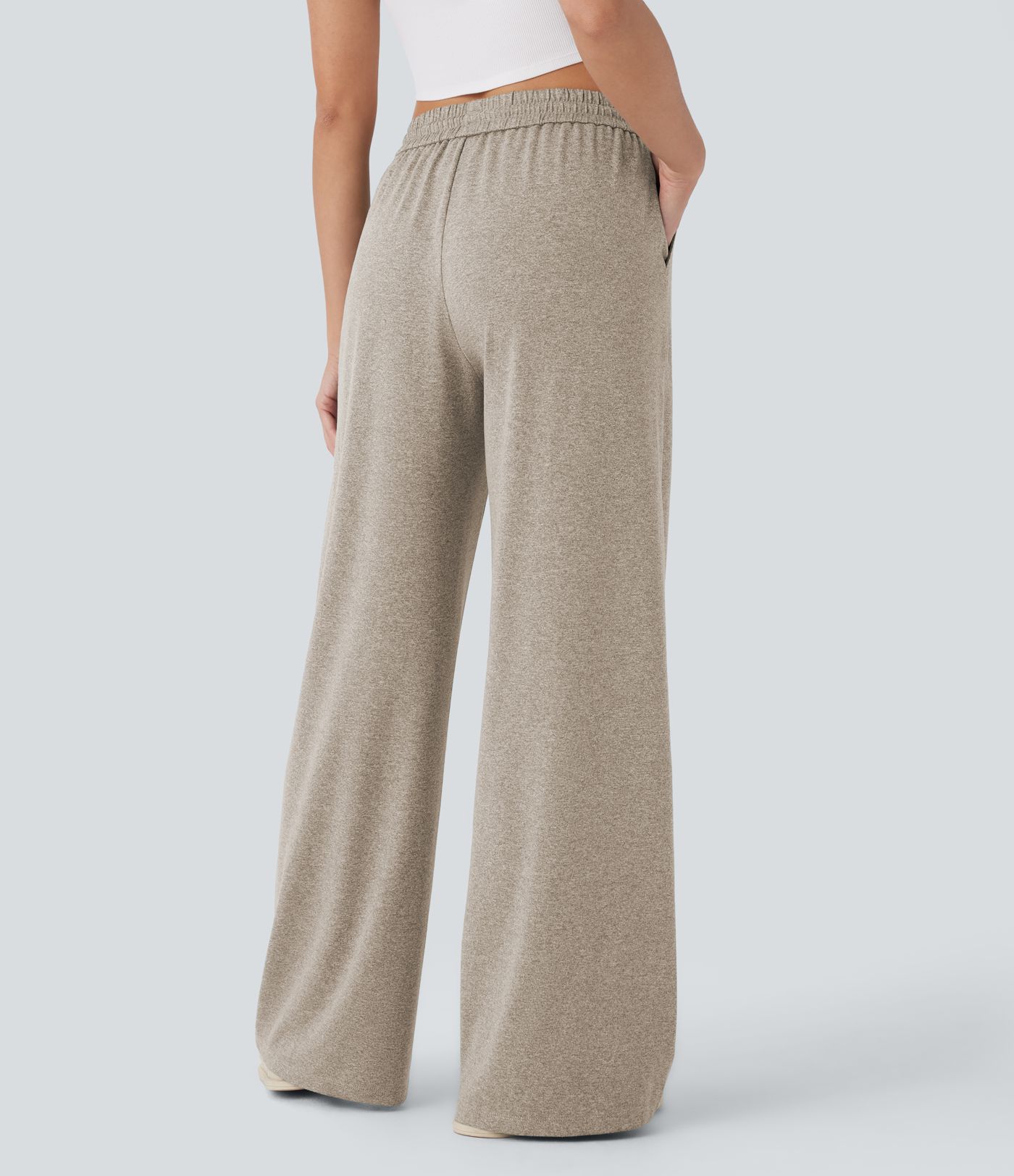 High Waisted Drawstring Pocket Wide Leg Baggy Casual Pants
