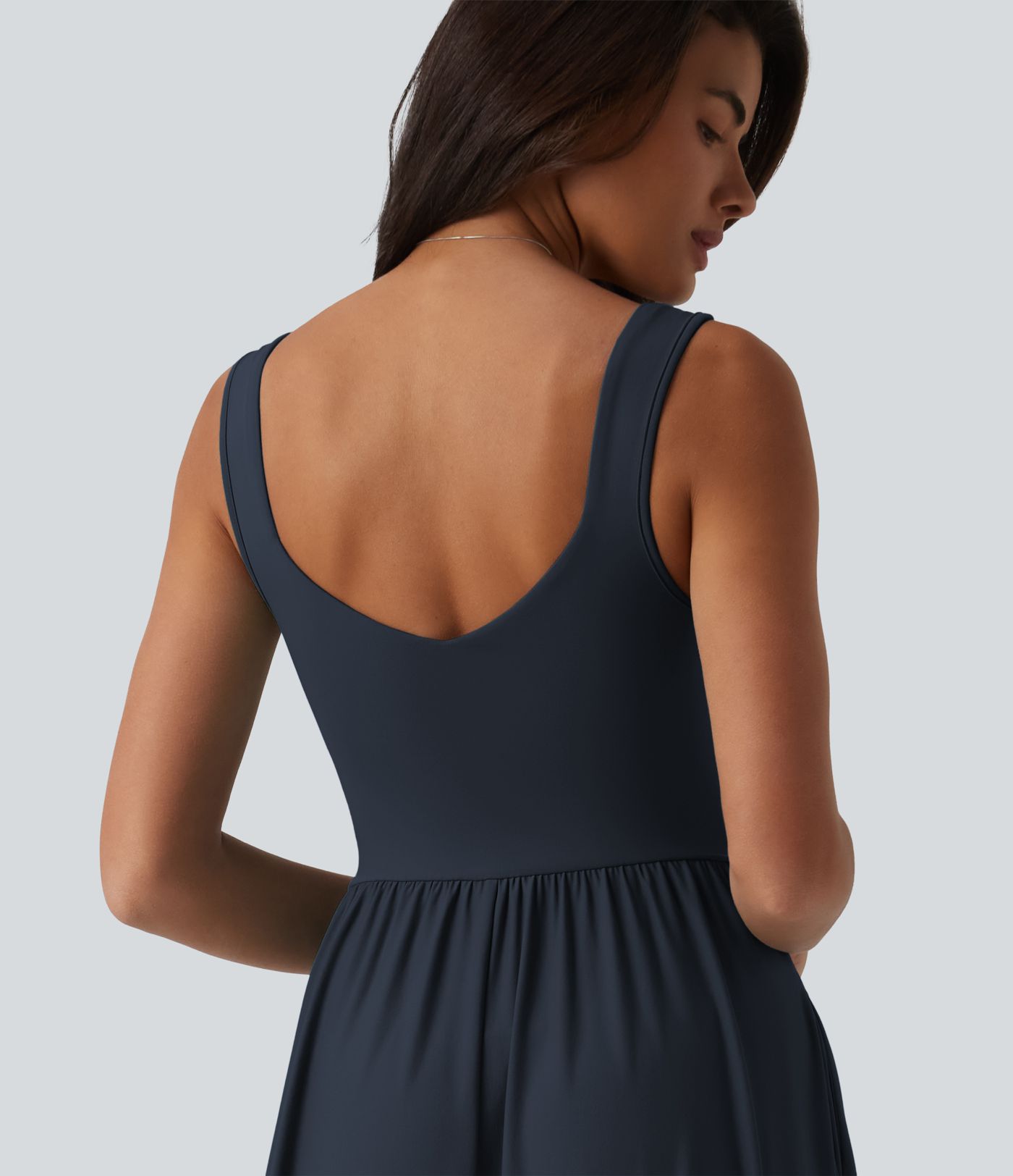 Robe maxi fluide et décontractée avec soutien-gorge intégré et poches (bonnets D–F)