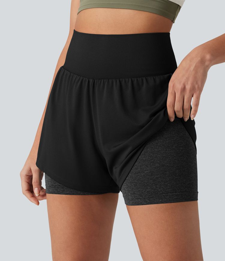 OneForm Seamless Flow High Waisted 2-in-1 Running Shorts 4'' with Pocket OneForm Seamless Flow High Waisted 2-in-1 Running Shorts 4'' with Pocket