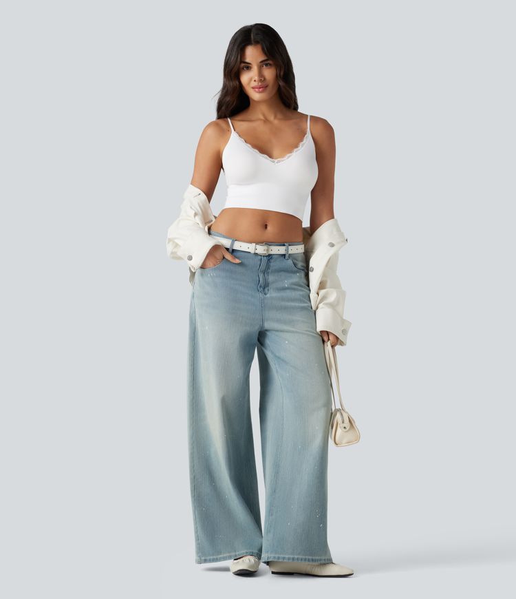 OneForm Seamless Flow Low Support Contrast Lace Casual Sports Bra