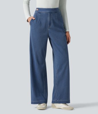 Halara Flex™ - Lässige Jeans mit hohem Bund, mehreren Taschen und geradem Bein