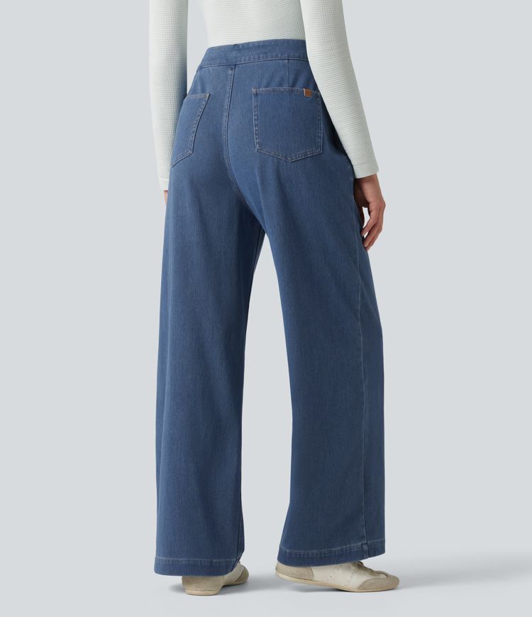 Halara Flex™ - Lässige Jeans mit hohem Bund, mehreren Taschen und geradem Bein