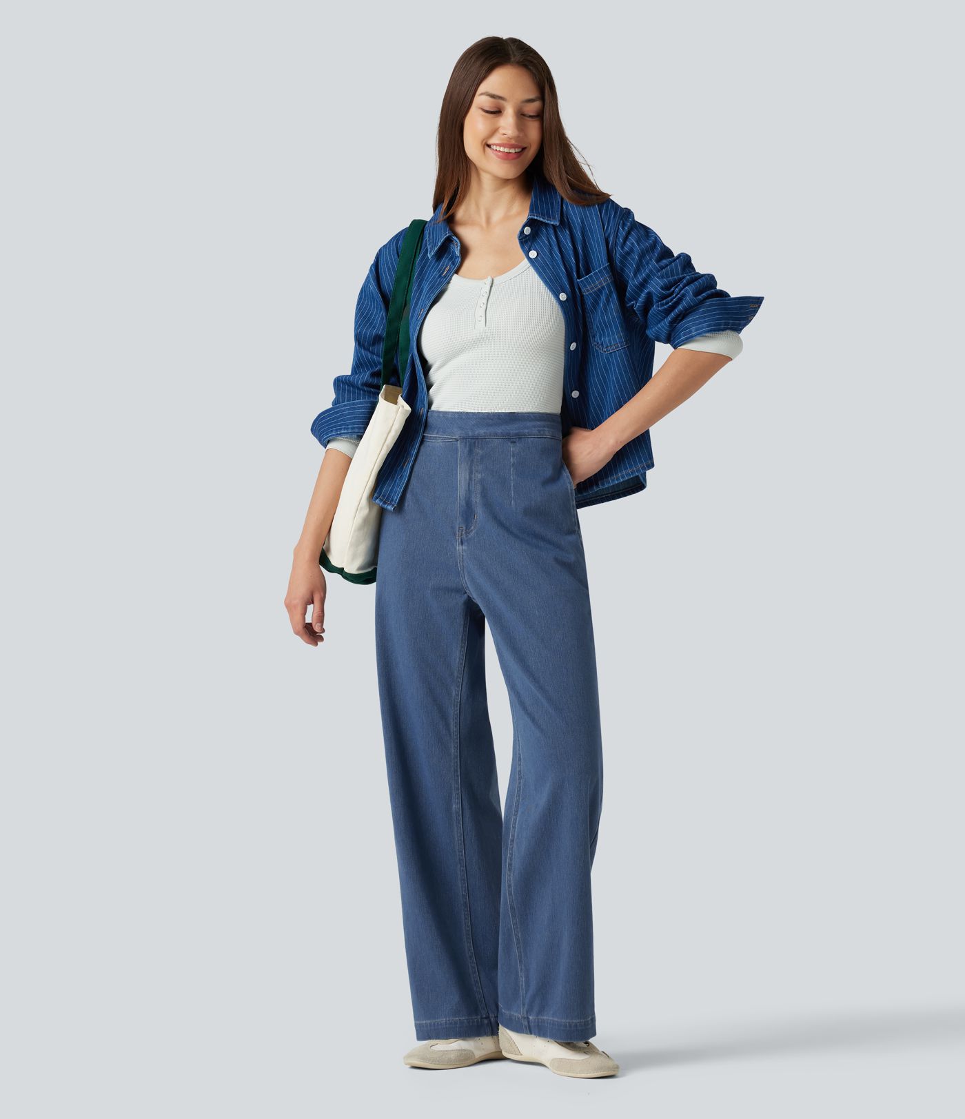Halara Flex™ - Lässige Jeans mit hohem Bund, mehreren Taschen und geradem Bein