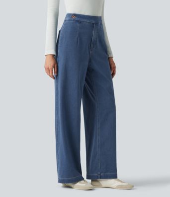 Halara Flex™ - Lässige Jeans mit hohem Bund, mehreren Taschen und geradem Bein