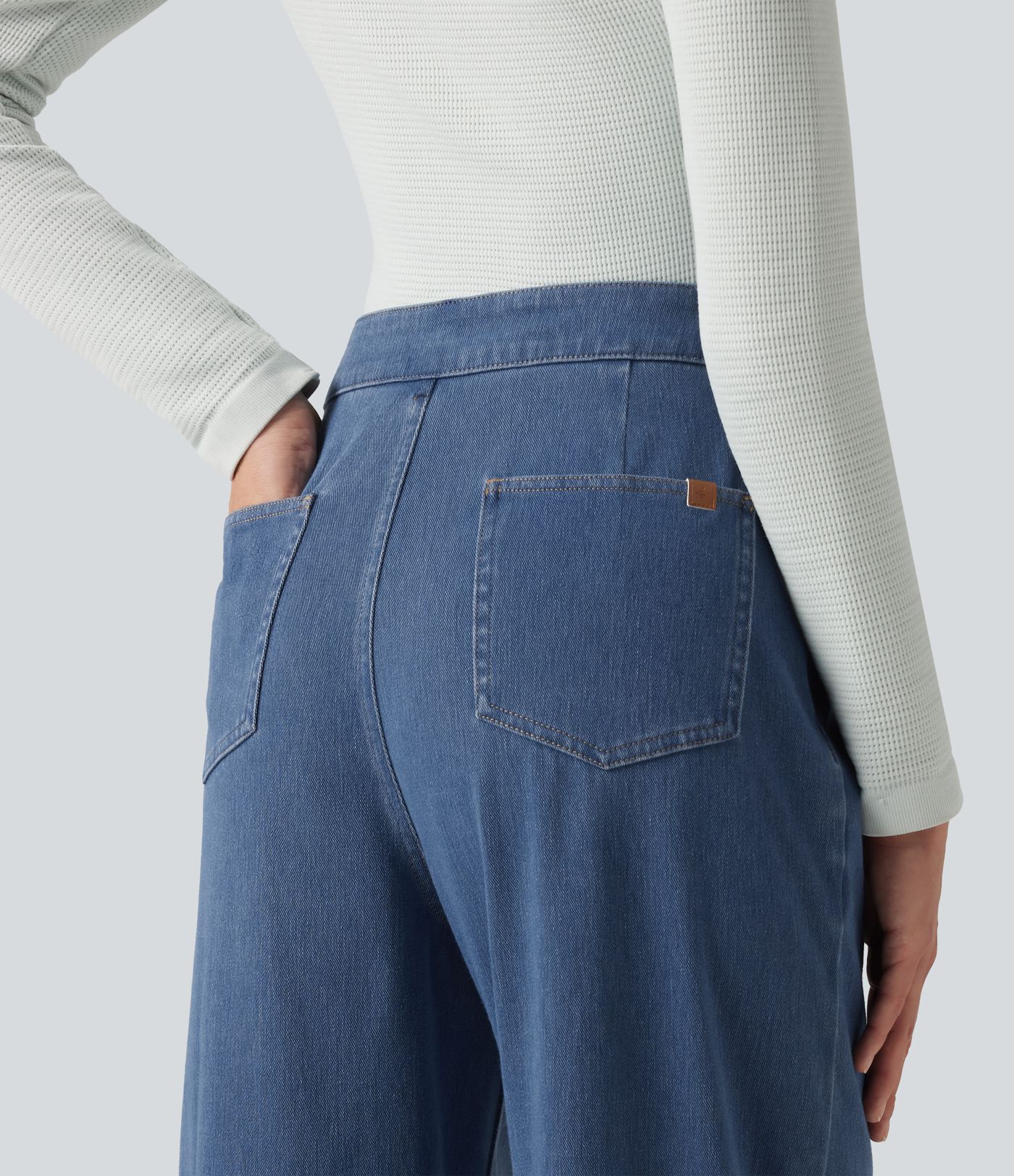 Halara Flex™ - Lässige Jeans mit hohem Bund, mehreren Taschen und geradem Bein