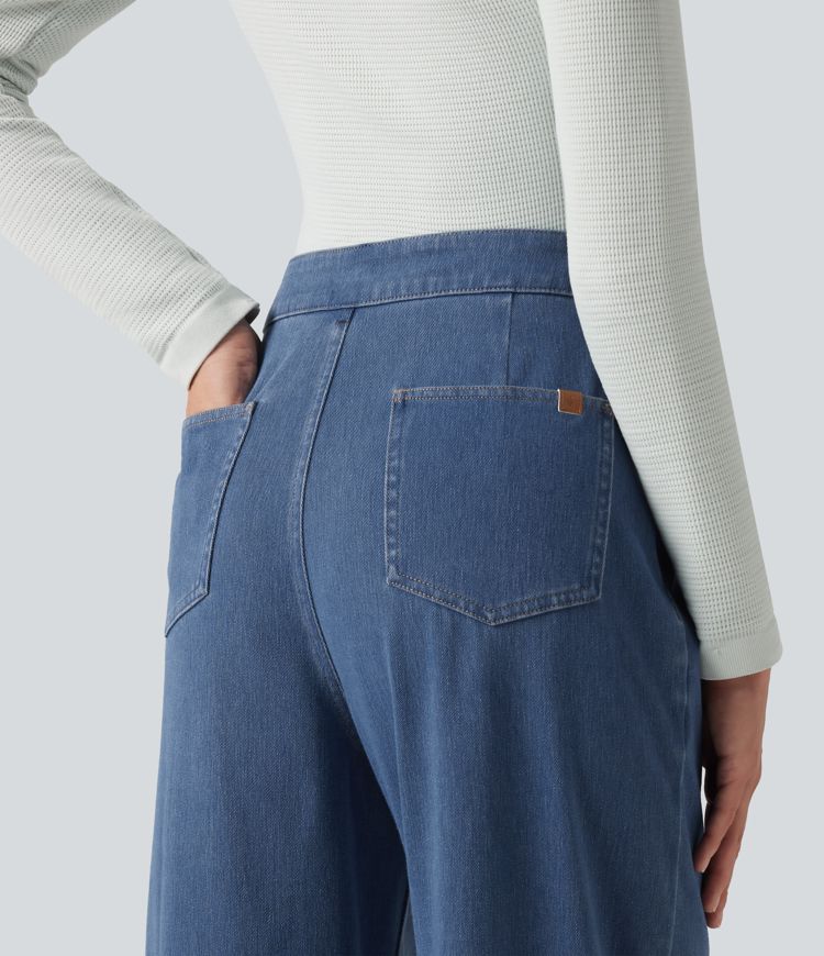 Halara Flex™ - Lässige Jeans mit hohem Bund, mehreren Taschen und geradem Bein