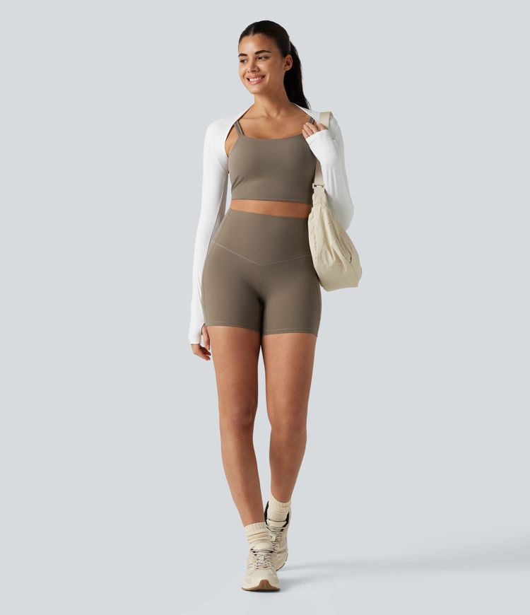 Short cycliste de yoga gainant côtelé taille haute UltraSculpt™ 12,5 cm avec poches Short cycliste de yoga gainant côtelé taille haute UltraSculpt™ 12,5 cm avec poches