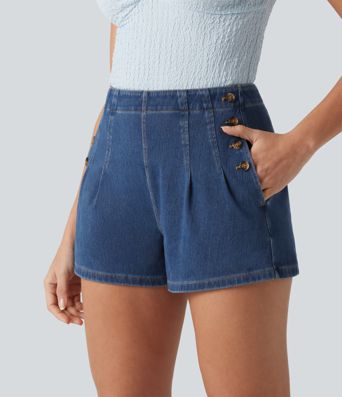Halara Flex™ High Waisted Denim Casual Shorts 3'' with Pockets Halara Flex™ High Waisted Denim Casual Shorts 3'' with Pockets