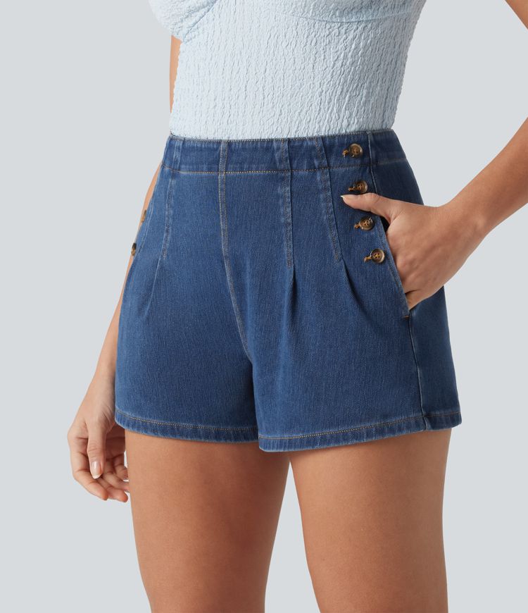 Halara Flex™ High Waisted Denim Casual Shorts 3'' with Pockets Halara Flex™ High Waisted Denim Casual Shorts 3'' with Pockets