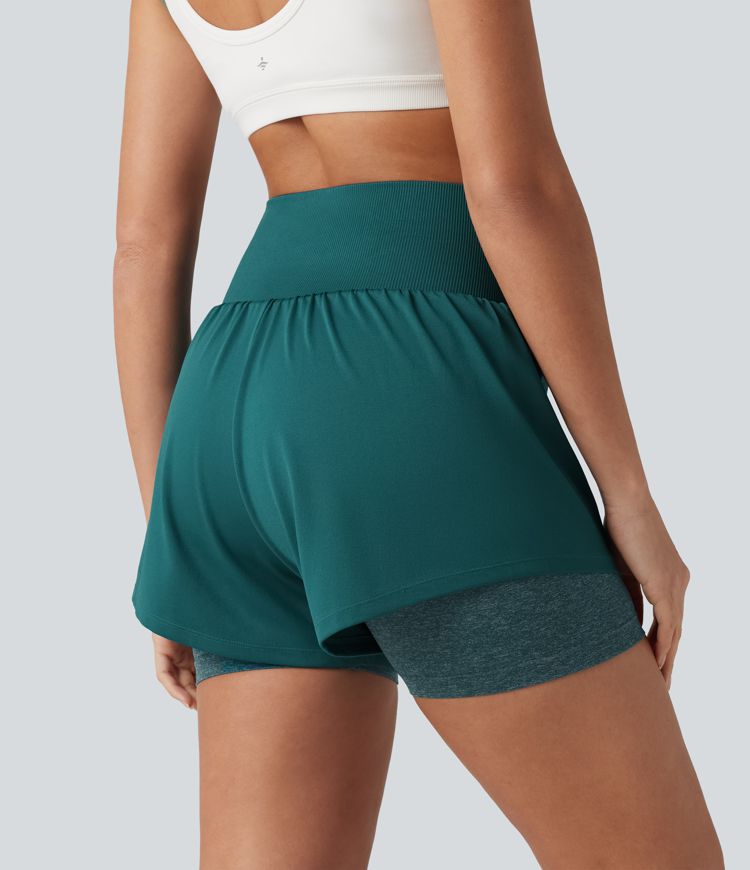 OneForm Seamless Flow High Waisted 2-in-1 Running Shorts 4'' with Pocket