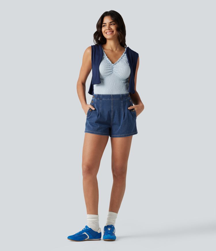 Halara Flex™ High Waisted Denim Casual Shorts 3'' with Pockets Halara Flex™ High Waisted Denim Casual Shorts 3'' with Pockets